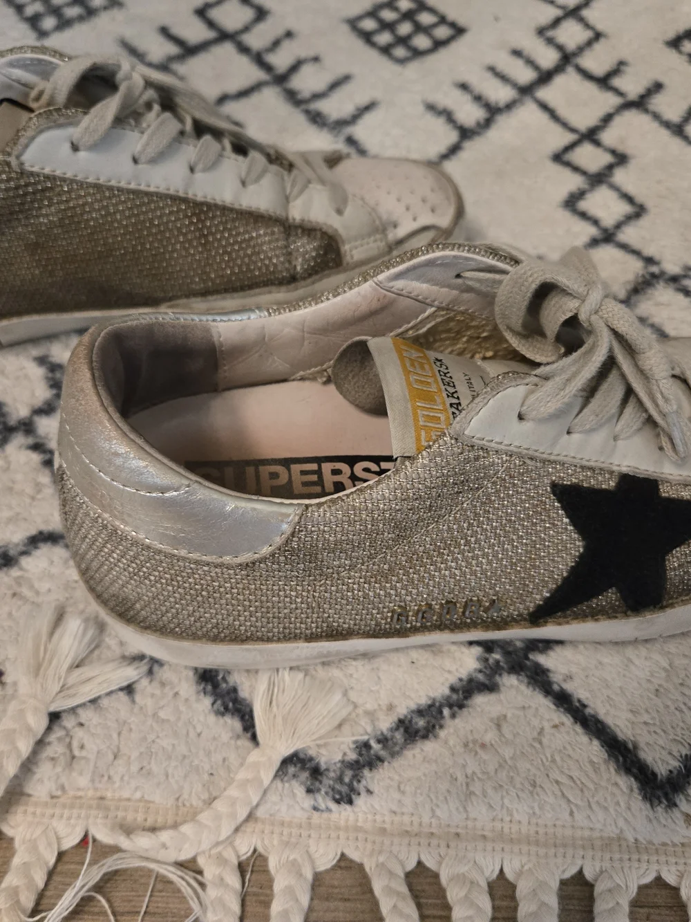 Golden Goose Style Beige Suede Sneakers with Black Star